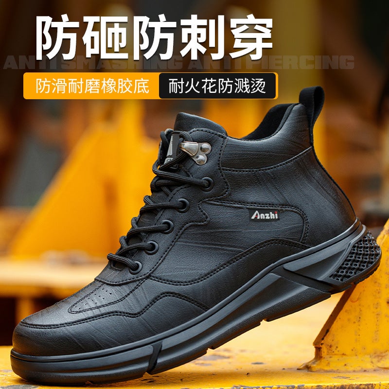 An To Safety Shoes Black Non-Slip Wear-Resistant Steel Toe Wrap Anti-Smashing Anti-Puncture Safety Shoes - Image 2